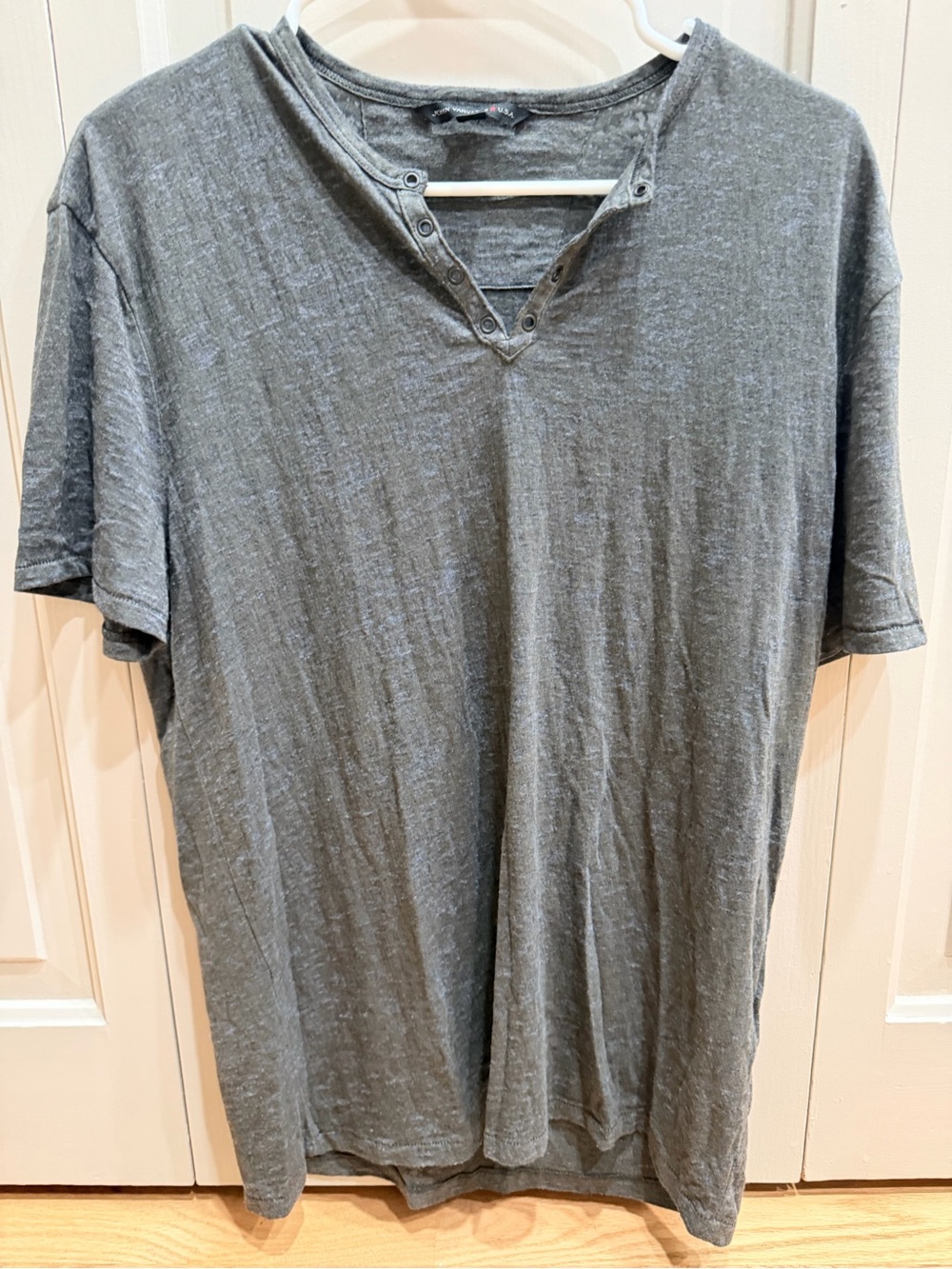 John Varvatos Men's Heather Charcoal Short-Sleeve Henley
